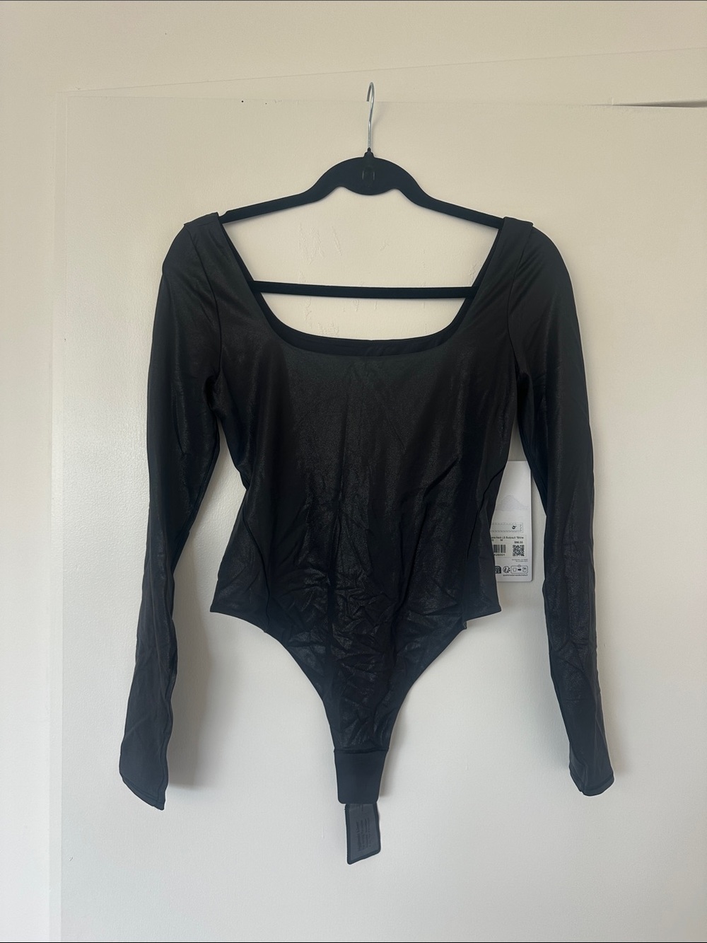 Lululemon Black Shimmer Long-Sleeve Scoop Neck Bodysuit